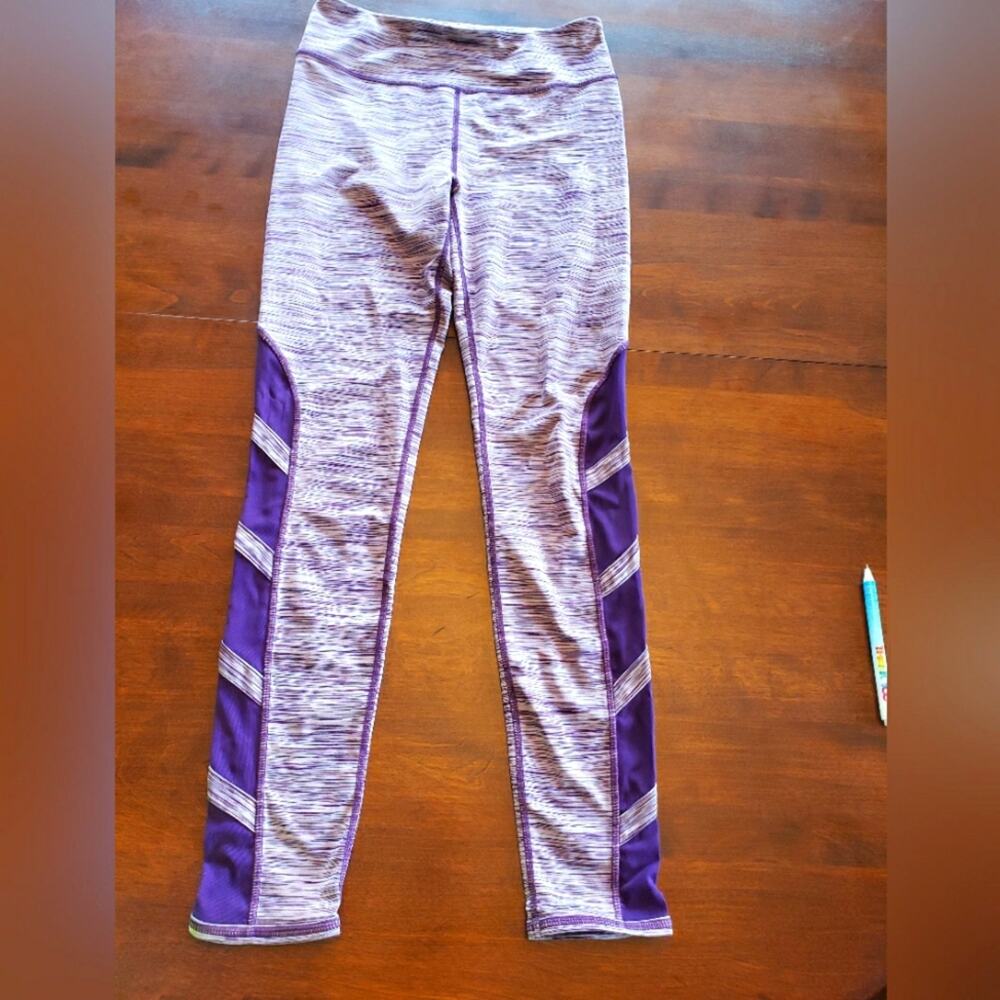 Z by Zella Girls XL 14/16 Purple Space Dye Mesh Panel Leggings Activewear